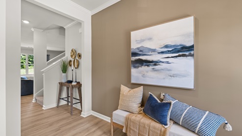 Interior flex room with accent wall