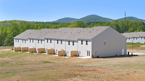 Back and side view of Two story townhome elevations at Rolling Meadows, Jasper georgia