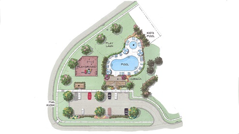 Jasper, Georgia Recreation Center artist rendition of map, including pool, playground and parking