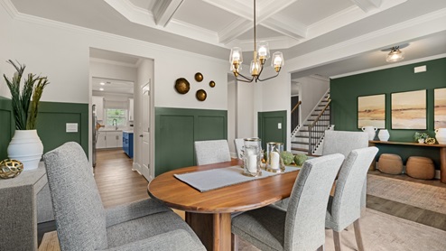 Formal dining room next to the entrance of the home