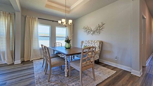 The dining area of the Camden floor plan model home.