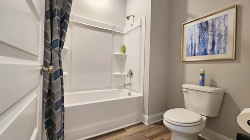 Separate room for shower/tub combination and commode.