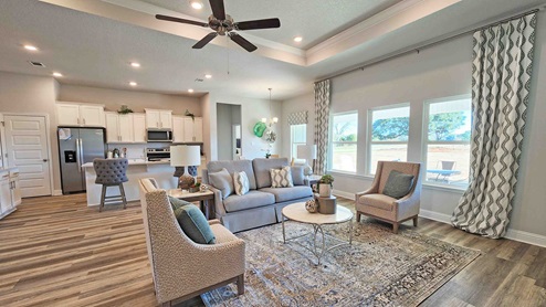 The great room area including the kitchen and breakfast nook.