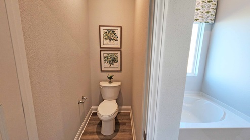 Separate water closet with commode.