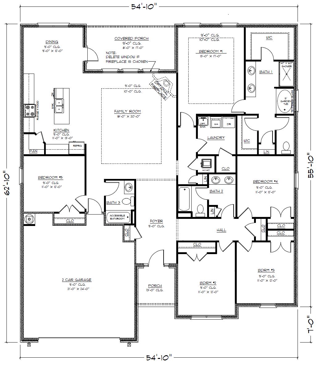 The Kayden A and C floorplan with front entrance.