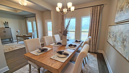 Dining room with front windows.