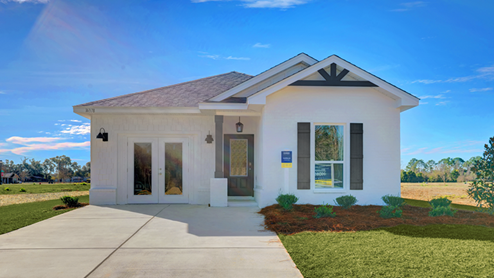 Cottonwood Estates model home with white brick.