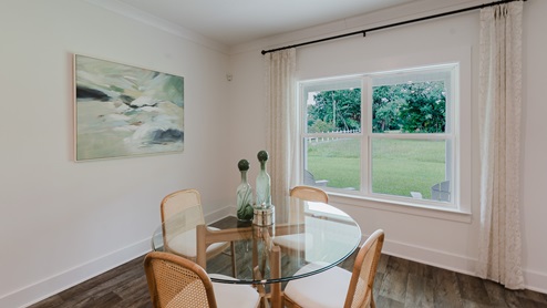 Dining nook overlooking the back porch.