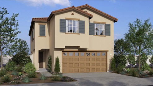 Two-story home with Spanish exterior architecture