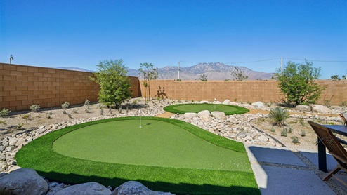 Spacious backyard with turf