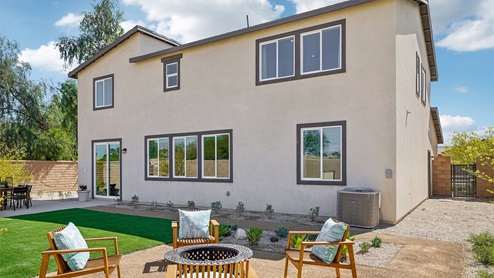 Two-story home backyard
