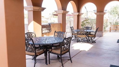 Community covered seating area and bbq