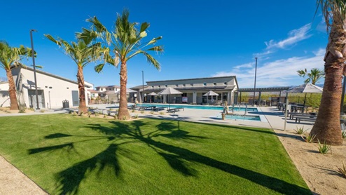 Community pool with turf area
