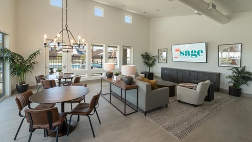 Community recreation center with seating and dining space