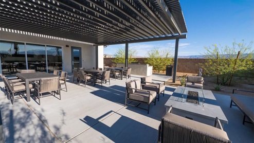 Covered seating area and bbq at community recreation center