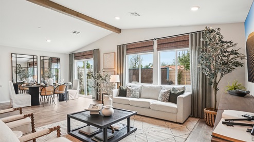 Spacious great room with large windows