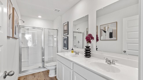 The Aldridge, a roomy residence, presents 3 bedrooms and 2 bathrooms within a single level encompassing 1,272 square feet. It also boasts a two-car garage. The chef inspired kitchen showcases a large breakfast island, elegant granite countertops, modern stainless-steel appliances, and a convenient pantry. This culinary haven seamlessly flows into a relaxed dining area and a spacious living room. The expansive Primary Bedroom indulges residents with a lavish bathroom featuring a walk-in shower, double vanities, and an oversized walk-in closet. The two additional bedrooms offer ample closet space, while a laundry room and linen closet provide practicality and convenience to complete the plan. We take pride in using quality materials and ensuring superior workmanship throughout every aspect of your new home. You'll also benefit from our one-year builder’s warranty, giving you peace of mind and assurance. And that's not all - your new home comes with our fantastic smart home technology package! Our easy-to-use Smart Home Technology Package is included in every home, offering you the ultimate convenience by allowing you to control key features with a simple touch. You can enjoy the convenience of lighting automation, an IQ panel, a video doorbell, keyless front door entry, and temperature control all from the ease of your phone. You can schedule your tour of the Aldridge plan today!