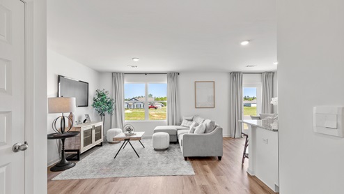 The Aldridge, a roomy residence, presents 3 bedrooms and 2 bathrooms within a single level encompassing 1,272 square feet. It also boasts a two-car garage. The chef inspired kitchen showcases a large breakfast island, elegant granite countertops, modern stainless-steel appliances, and a convenient pantry. This culinary haven seamlessly flows into a relaxed dining area and a spacious living room. The expansive Primary Bedroom indulges residents with a lavish bathroom featuring a walk-in shower, double vanities, and an oversized walk-in closet. The two additional bedrooms offer ample closet space, while a laundry room and linen closet provide practicality and convenience to complete the plan. We take pride in using quality materials and ensuring superior workmanship throughout every aspect of your new home. You'll also benefit from our one-year builder’s warranty, giving you peace of mind and assurance. And that's not all - your new home comes with our fantastic smart home technology package! Our easy-to-use Smart Home Technology Package is included in every home, offering you the ultimate convenience by allowing you to control key features with a simple touch. You can enjoy the convenience of lighting automation, an IQ panel, a video doorbell, keyless front door entry, and temperature control all from the ease of your phone. You can schedule your tour of the Aldridge plan today!