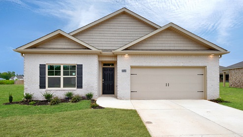 Single story home with brick and two car garage