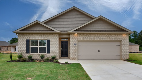 Single story home with brick and two car garage