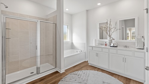 Primary bath with walk in shower and sitting tub