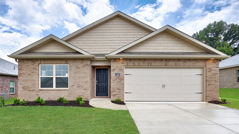 Single story home with brick and two car garage