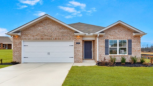 Single story home with brick and two car garage
