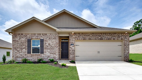 Single story home with brick and two car garage