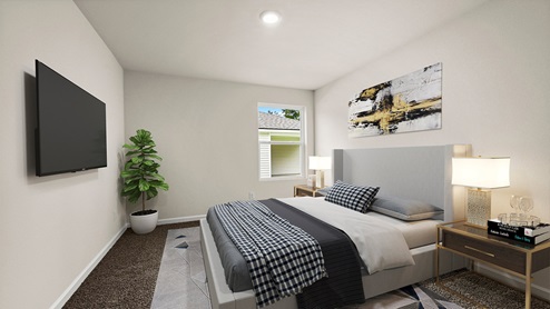 Fourth bedroom with single window and space for full or queen bedroom set