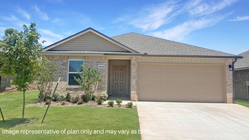 Single-story home with a two-car garage., New home in Piedmont, OK