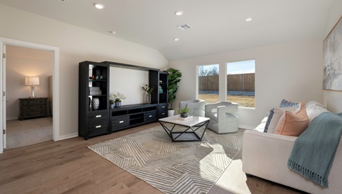 living room with large window