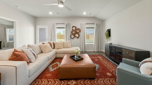 open living space with windows