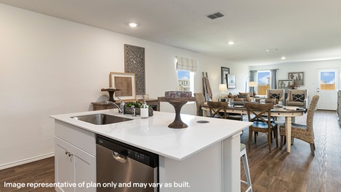 kitchen island overlooking open concept floor plan