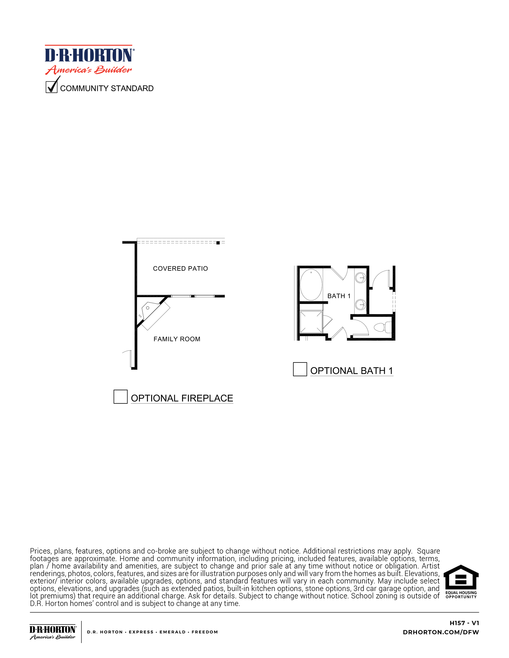 H157 Wimberley floorplan options rendering- Sutton Fields in Celina TX