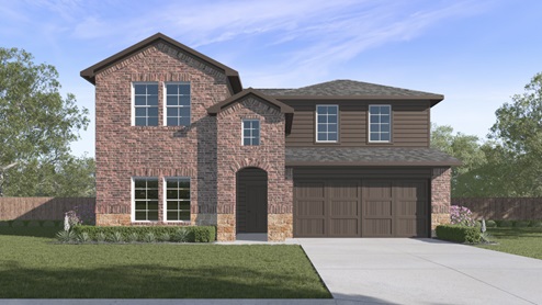 X40O Ozark Floorplan Elevation B Rendering-Frontier Pointe in Collin County, TX