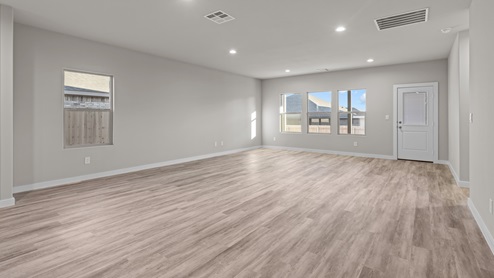 Open concept living and family room space complete with lvp flooring