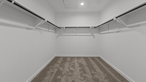 Primary walk-in closet with extra storage space