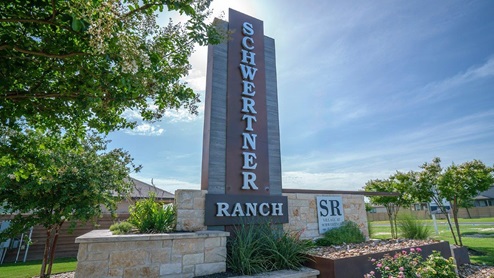 Schwertner Ranch monument in the front entrance of the community.