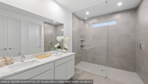 Primary bathroom with floor to ceiling super shower
