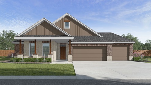 Aberdeen Y Elevation 3 Car Garage.