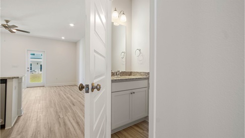 Main level entry hall with half bath