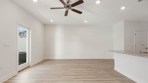 Living and dining area with EVP flooring