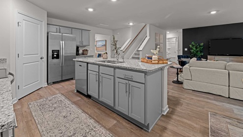 kitchen with island and granite countertops