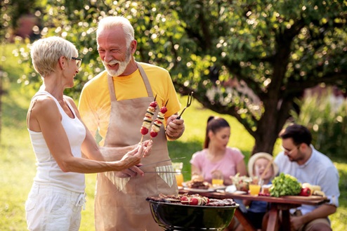 family having an outdoor cookout