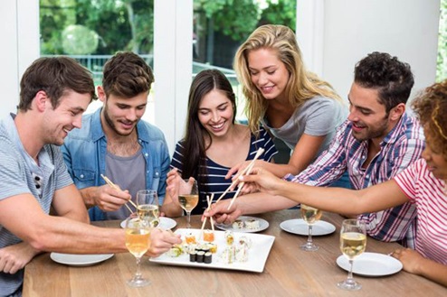 friends having a meal together