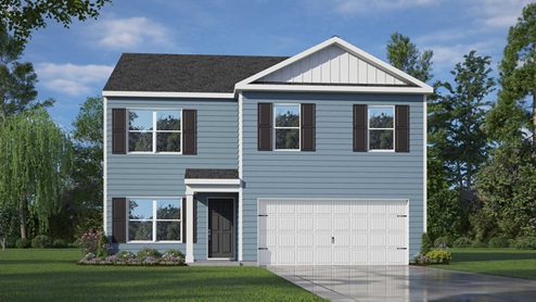 Rendering of front exterior of home Belhaven floorplan.