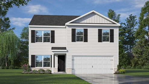 Rendering of front exterior of home Belhaven floorplan.