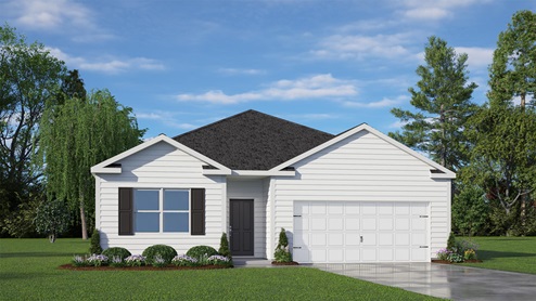 Rendering of front exterior of home Cali floorplan.