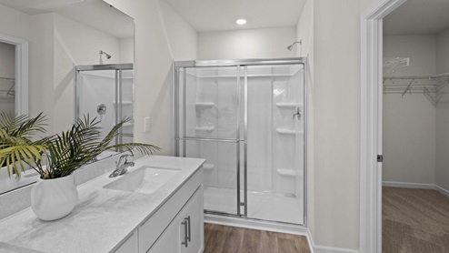 bathroom with quartz counters