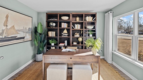 office with double hung doors